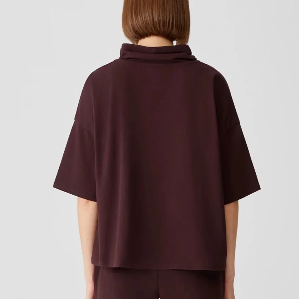 Traceable Organic Cotton Jersey Funnel Neck Box-Top Boxy Fit, Short Length SZ L - Picture 3 of 12